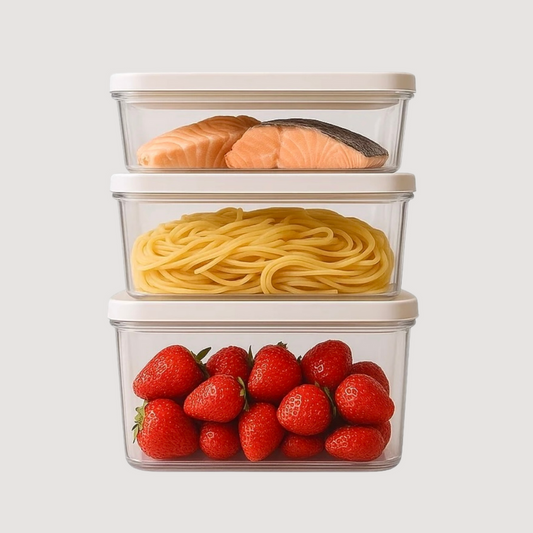 Set of 3 vacuum containers (S, M, L) made of high-quality SAN polymer, BPA-free